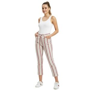 HILLARD & HANSON Womens Size 8 Striped Pants Red Stripe Vertical Retro Chic